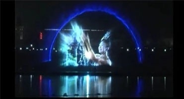 Kreatywna zewnętrzna cyfrowa kurtyna ekranowa z laserem wodnym, film z fontanną z wodą dostawca